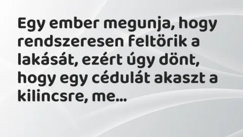 Vicc: Egy ember megunja, hogy rendszeresen feltörik a lakását, ezért úgy…