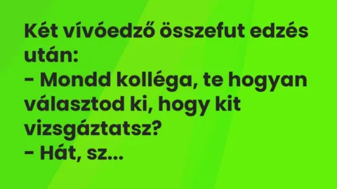 Vicc: Két vívóedző összefut edzés után:

– Mondd kolléga, te hogyan választod ki,…