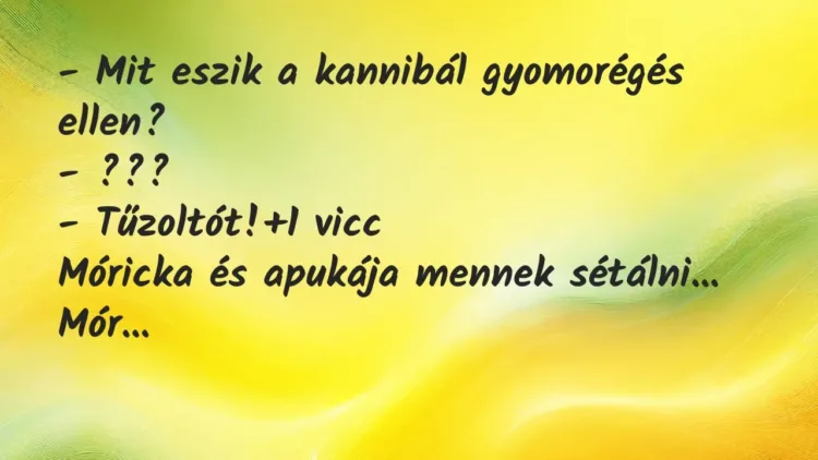 Vicc: – Mit eszik a kannibál gyomorégés ellen?
– ???
– Tűzoltót! Vicc: – Mit eszik a kannibál gyomorégés ellen?
– ???
– Tűzoltót!