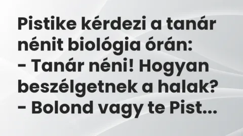 Vicc: Pistike kérdezi a tanár nénit biológia órán:

– Tanár néni! Hogyan…