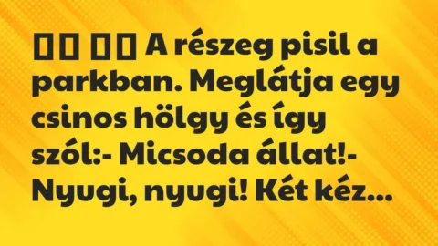 Viccek: 
		  
		  A részeg pisil a parkban. Meglátja egy csinos…