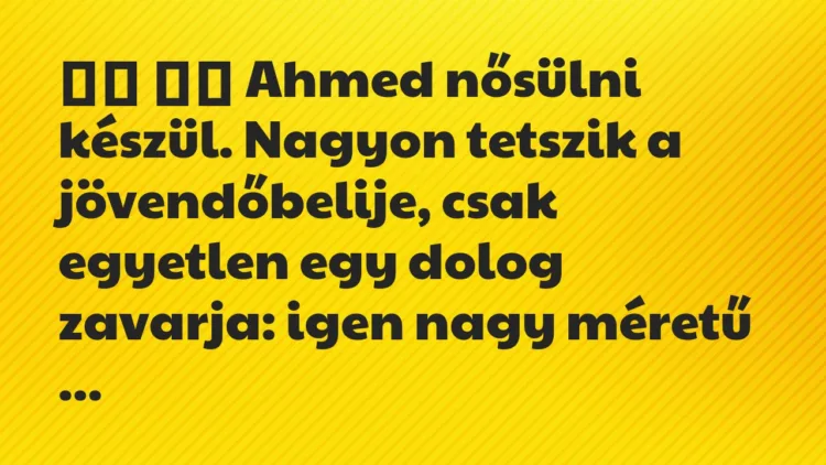 Viccek: Ahmed nősülni készül. Nagyon tetszik a jövendőbelije, csak …