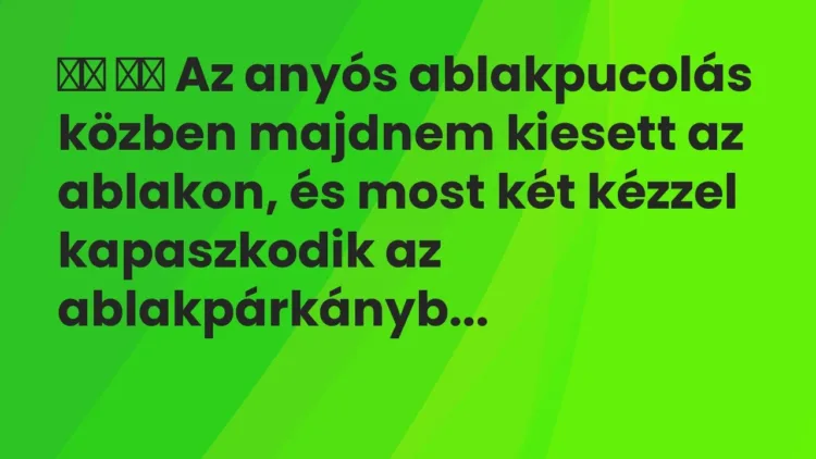 Viccek:
Az anyós ablakpucolás közben majdnem kiesett az… Viccek:
Az anyós ablakpucolás közben majdnem kiesett az…