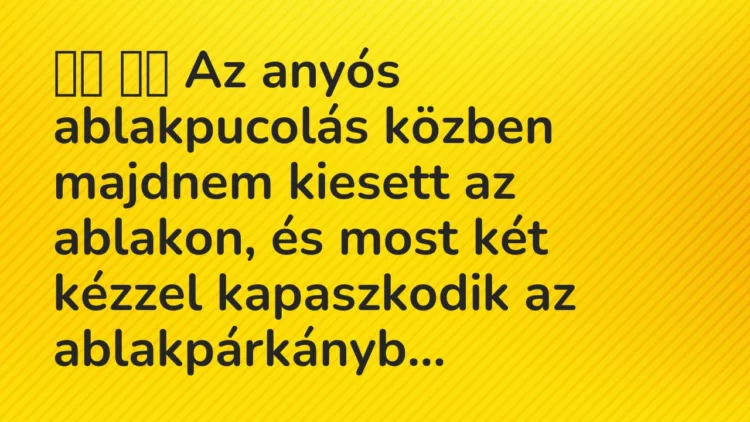 Viccek:
Az anyós ablakpucolás közben majdnem kiesett az… Viccek:
Az anyós ablakpucolás közben majdnem kiesett az…