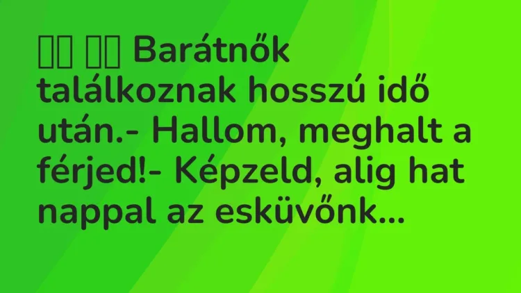Viccek:
Barátnők találkoznak hosszú idő után.-… Viccek:
Barátnők találkoznak hosszú idő után.-…