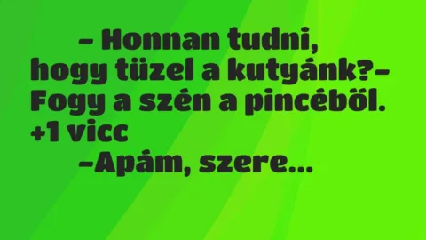 Viccek:
– Honnan tudni, hogy tüzel a kutyánk?- Fogy a… Viccek:
– Honnan tudni, hogy tüzel a kutyánk?- Fogy a…