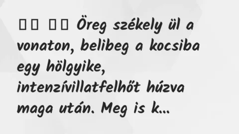 Viccek: 
		  
		  Öreg székely ül a vonaton, belibeg a kocsiba egy …