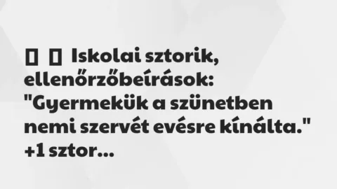 Vicces történet: 
	    	    Iskolai sztorik, ellenőrzőbeírások:


„Gyermekük a…