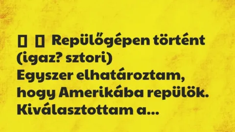 Vicces történet: 
	    	    Repülőgépen történt (igaz? sztori)


Egyszer…