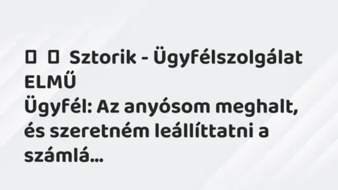 Vicces történet: 
	    	    Sztorik – Ügyfélszolgálat ELMŰ


Ügyfél: Az anyósom meghalt, és …