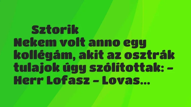 Vicces történet:
Sztorik
Nekem volt anno egy kollégám, akit az osztrák tulajok … Vicces történet:
Sztorik
Nekem volt anno egy kollégám, akit az osztrák tulajok …