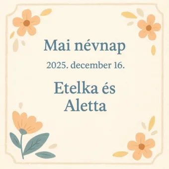 Mai névnap – December 16.: Etelka és Aletta