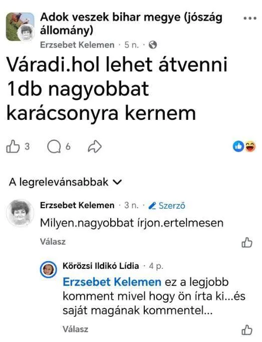 Váradi hol lehet átvenni 1db nagyobbat karácsonyra kernem... Váradi hol lehet átvenni 1db nagyobbat karácsonyra kernem...