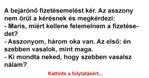Vicc: A bejárónő fizetésemelést kér