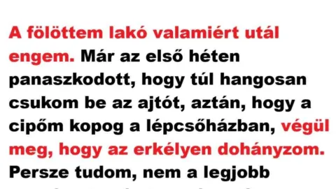 Vicc: A fölöttem lakó valamiért utál engem
