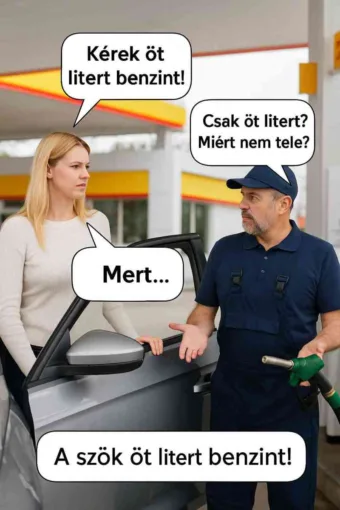 Vicc: A szőke nő megáll a benzinkúton: