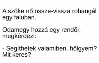 Vicc: A szőke nő össze-vissza rohangál egy faluban –