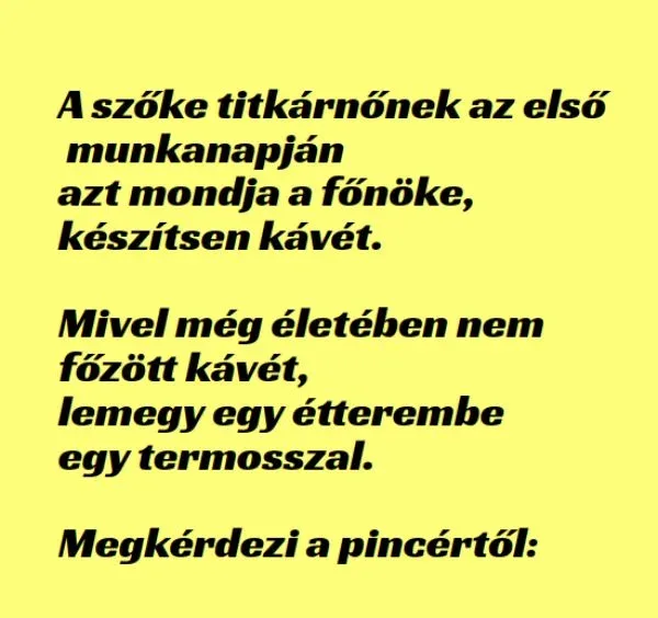Vicc: A szőke titkárnőnek az első munkanapján azt mondja a Vicc: A szőke titkárnőnek az első munkanapján azt mondja a főnöke,…