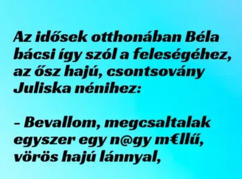 Vicc: Az idős férj vallomása agg feleségének - Vicc: Az idős férj vallomása agg feleségének –