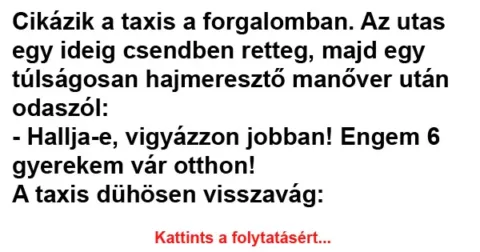 Vicc: Cikázik a taxis a forgalomban Vicc: Cikázik a taxis a forgalomban