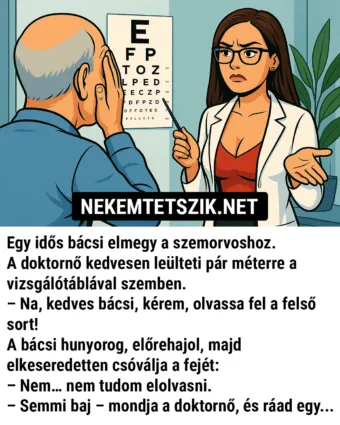 Vicc: Egy idős bácsi elmegy a szemorvoshoz Vicc: Egy idős bácsi elmegy a szemorvoshoz