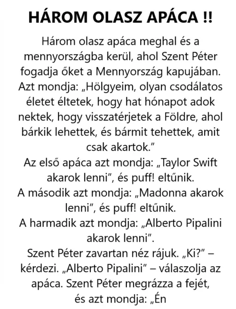 Vicc: Három olasz apáca nem számított erre a második esélyre