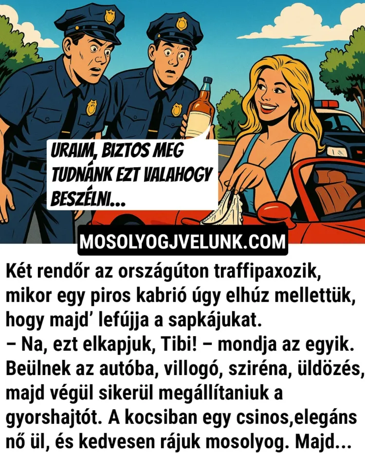 Vicc: Két rendőr az országúton traffipaxozik Vicc: Két rendőr az országúton traffipaxozik