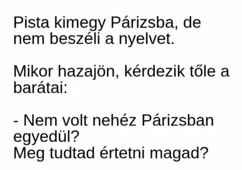 Vicc: Pista kimegy Párizsba, de nem beszéli a nyelvet –