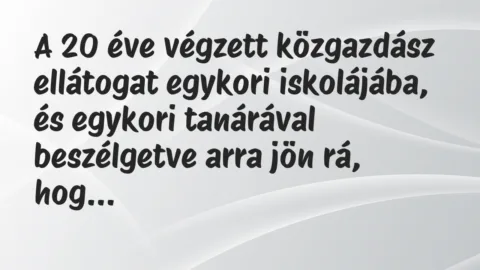 Vicc: A 20 éve végzett közgazdász ellátogat egykori iskolájába, és egykori…