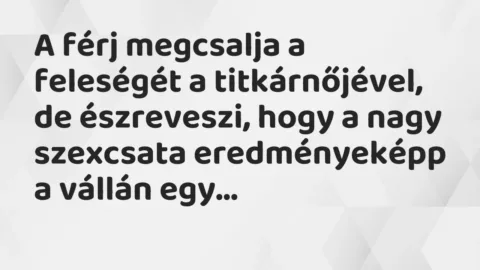 Vicc: A férj megcsalja a feleségét a titkárnőjével, de észreveszi, hogy a…