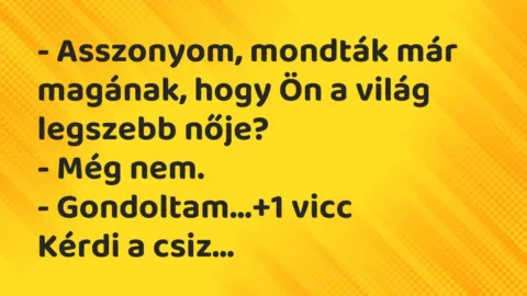 Vicc: – Asszonyom, mondták már magának, hogy Ön a világ legszebb…