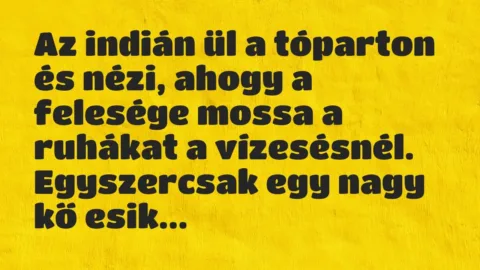 Vicc: Az indián ül a tóparton és nézi, ahogy a felesége mossa a ruhákat a…