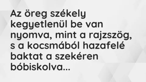 Vicc: Az öreg székely kegyetlenül be van nyomva, mint a rajzszög, s a…