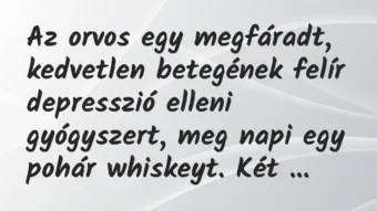 Vicc: Az orvos egy megfáradt, kedvetlen betegének felír depresszió elleni…