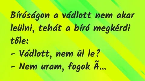 Vicc: Bíróságon a vádlott nem akar leülni, tehát a bíró megkérdi…