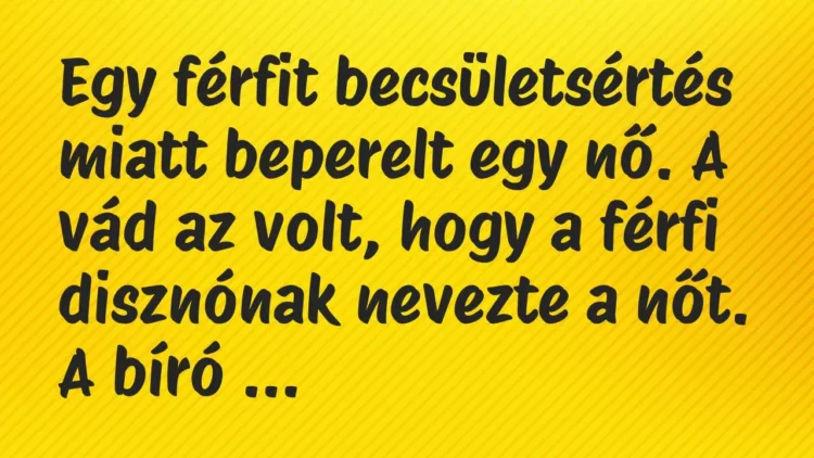 Vicc: Egy férfit becsületsértés miatt beperelt egy nő. A vád az volt, hogy a… Vicc: Egy férfit becsületsértés miatt beperelt egy nő. A vád az volt, hogy a…