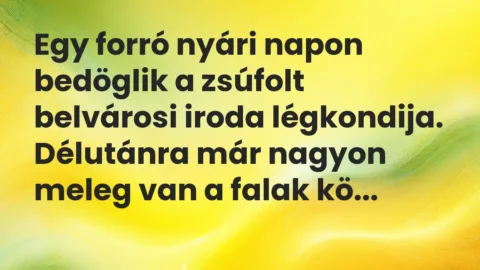 Vicc: Egy forró nyári napon bedöglik a zsúfolt belvárosi iroda légkondija….