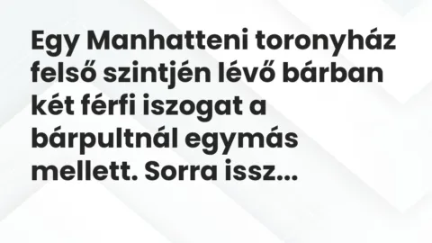 Vicc: Egy Manhatteni toronyház felső szintjén lévő bárban két férfi iszogat…