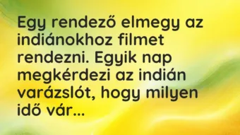 Vicc: Egy rendező elmegy az indiánokhoz filmet rendezni. Egyik nap…
