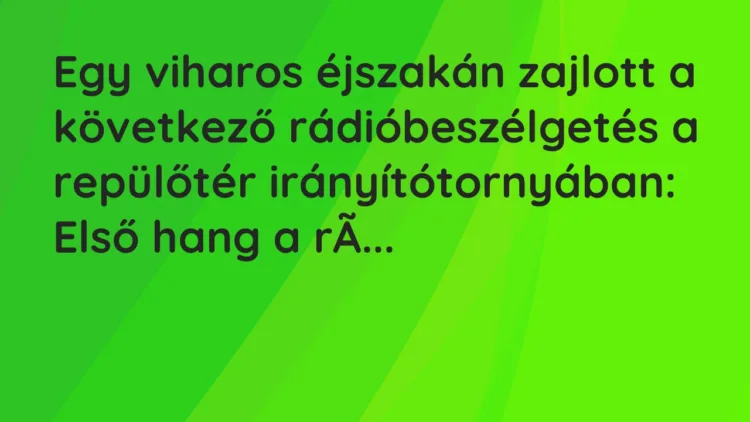 Vicc: Egy viharos éjszakán zajlott a következő rádióbeszélgetés a repülőtér…