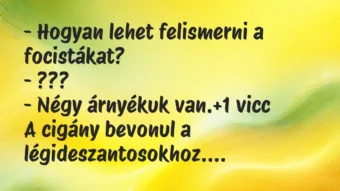 Vicc: – Hogyan lehet felismerni a focistákat? – ??? – Négy…