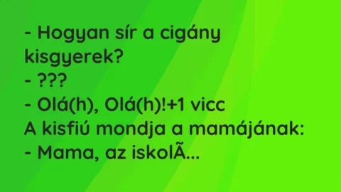 Vicc: – Hogyan sír a cigány kisgyerek?

– ???

– Olá(h), Olá(h)!