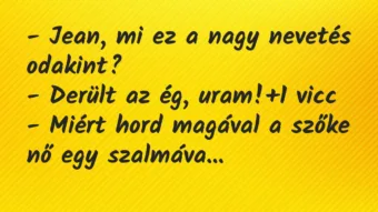 Vicc: – Jean, mi ez a nagy nevetés odakint? – Derült az ég, uram!