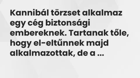 Vicc: Kannibál törzset alkalmaz egy cég biztonsági embereknek. Tartanak… Vicc: Kannibál törzset alkalmaz egy cég biztonsági embereknek. Tartanak…