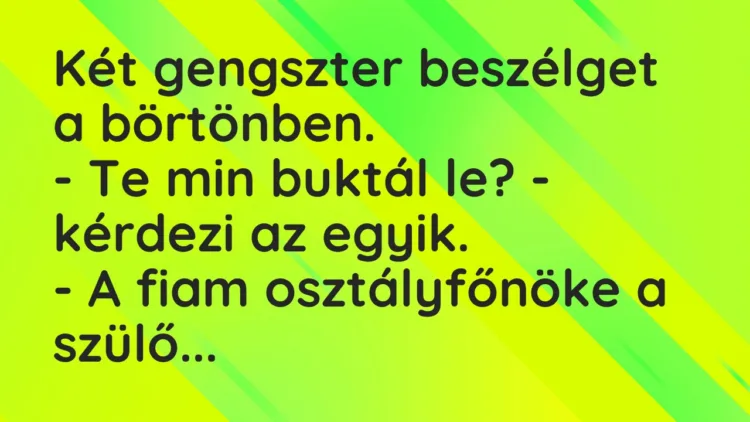 Vicc: Két gengszter beszélget a börtönben. – Te min buktál le? -…