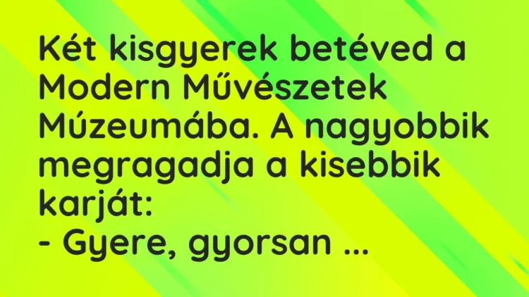 Vicc: Két kisgyerek betéved a Modern Művészetek Múzeumába. A nagyobbik… Vicc: Két kisgyerek betéved a Modern Művészetek Múzeumába. A nagyobbik…
