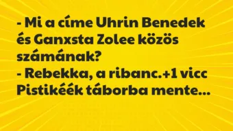 Vicc: – Mi a címe Uhrin Benedek és Ganxsta Zolee közös számának? -… Vicc: – Mi a címe Uhrin Benedek és Ganxsta Zolee közös számának? -…