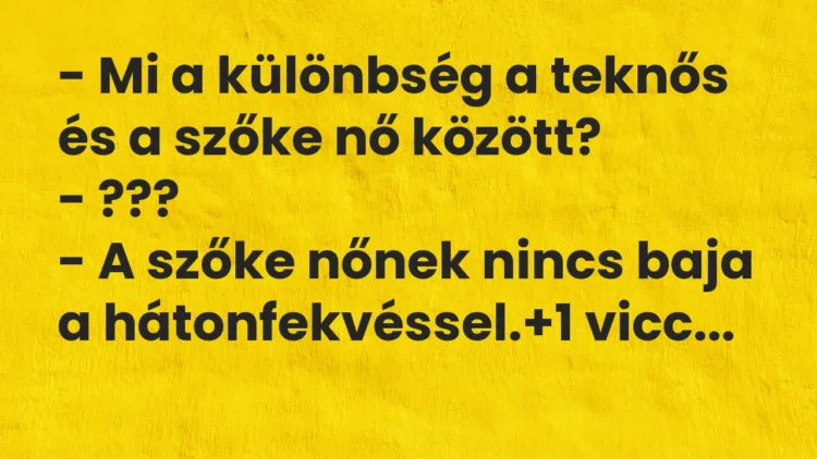 Vicc: – Mi a különbség a teknős és a szőke nő között?
– ???
– A… Vicc: – Mi a különbség a teknős és a szőke nő között?
– ???
– A…