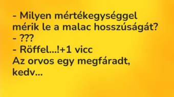 Vicc: – Milyen mértékegységgel mérik le a malac hosszúságát? -…