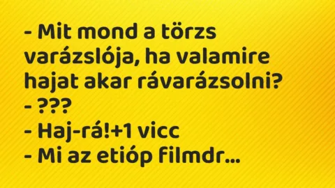 Vicc: – Mit mond a törzs varázslója, ha valamire hajat akar…